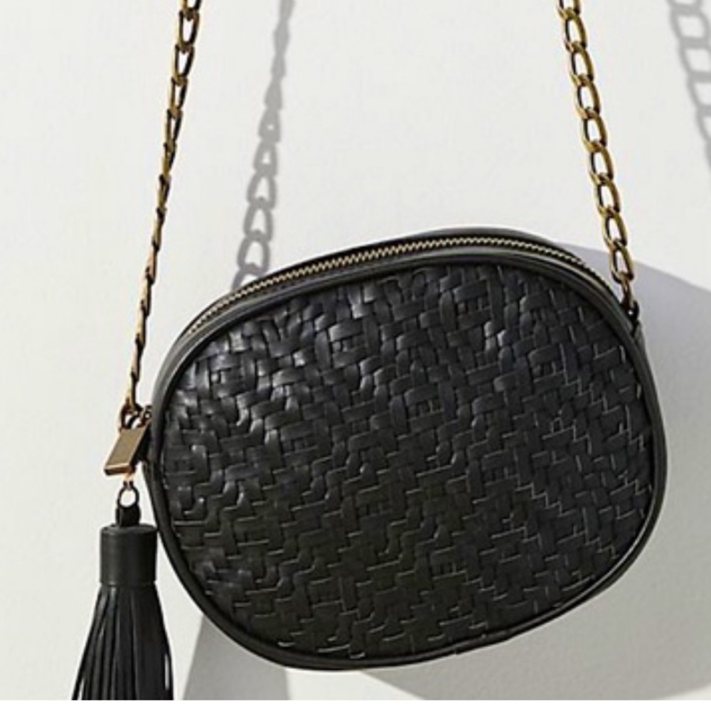 Anthropologie Black Woven Crossbody Bag